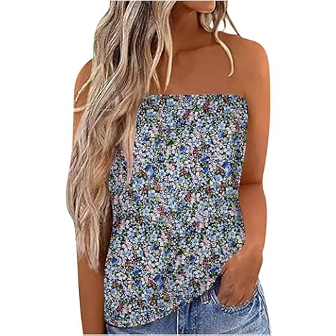 IWOLLENCE Bandeau top damski bez ramiączek, bez ramiączek, górna część gorsetu ma elastyczny ściągacz na górnej krawędzi, unoszące się obszycie, czas wolny i urlop, Czarny zawilc, XL