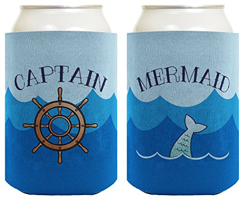 Mermaid Gifts Captain Mermaid Bundle Diving Gifts 2 Pack Can Coolie Drink Coolers Coolies Waves