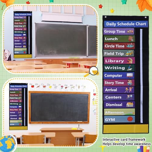 Calendario de aprendizaje visual con tabla de horarios diarios para profesores de aula en casa 5