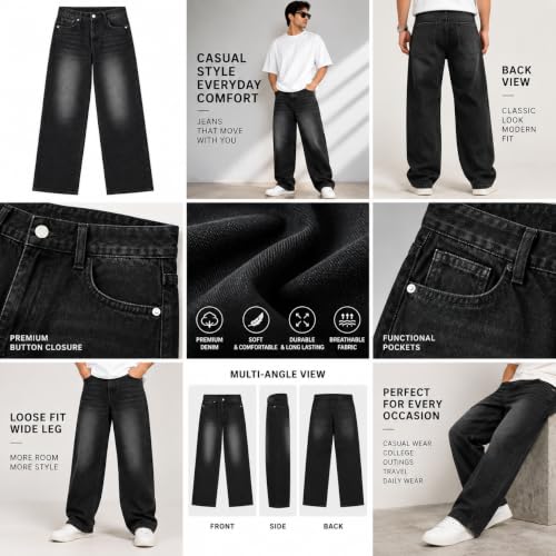 Generic Men's Black Baggy Jeans - Image 6