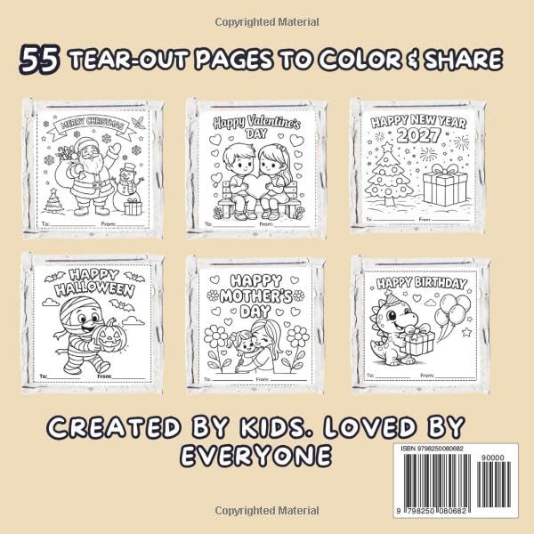 Holiday Coloring Book for Kids Ages 3–7: Tear-Out Pages to Color, Create & Gift – 55 Big & Easy Handmade Holiday Cards image 3