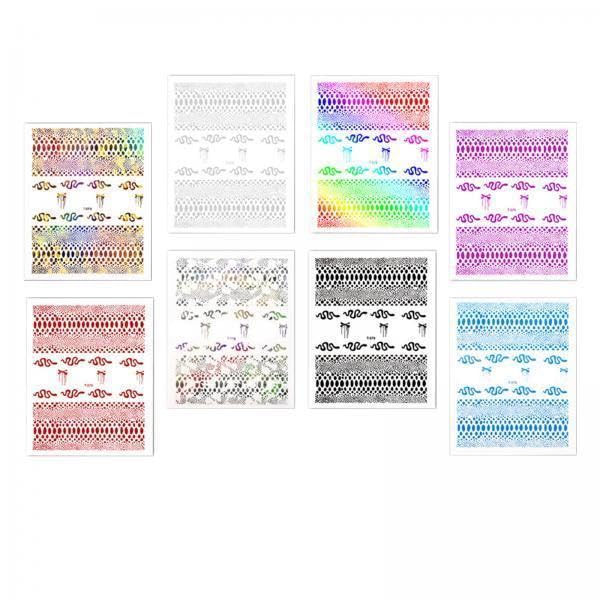 Bnf® 2x8Pcs Fashion 3D Nail Stickers Self-Adhesive Skull Snakes Nail Art Decals DIY Health & Beauty Nail Care Manicure & Pedicure Nail Art Accessories-image-34