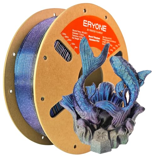 Image of ERYONE Burnt Titanium Rainbow PLA Filament 3D Printer 1.75mm + /-0.03mm, 1kg(2.2LBS) /Spool, Iridescent(Rose&Dark Gold&Green&Blue&Purple Blue)