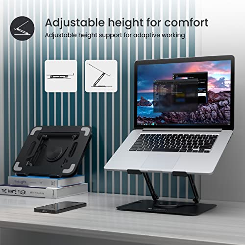 Portronics My Buddy K9 - Portable Laptop Stand - Adjustable Elevation Levels - Ventilated Anti-Slip Design - 360-degree Rotating Base(Black) - Image 2