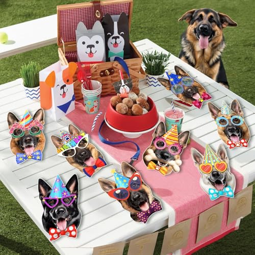 Image of German Shepherd Birthday Garland - Photographic GSD Faces Birthday Banner, Funny German Shepherd Bday Party Decoration for GSD Lovers, Easy Assembly
