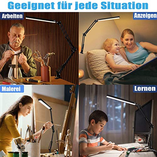 Liraip LED Schreibtischlampe, 14W Architektenlampe,Verstellbarem Arm Faltbar,5V/2A USB-Kabel,Stufenloses Dimmen… – Bild 7