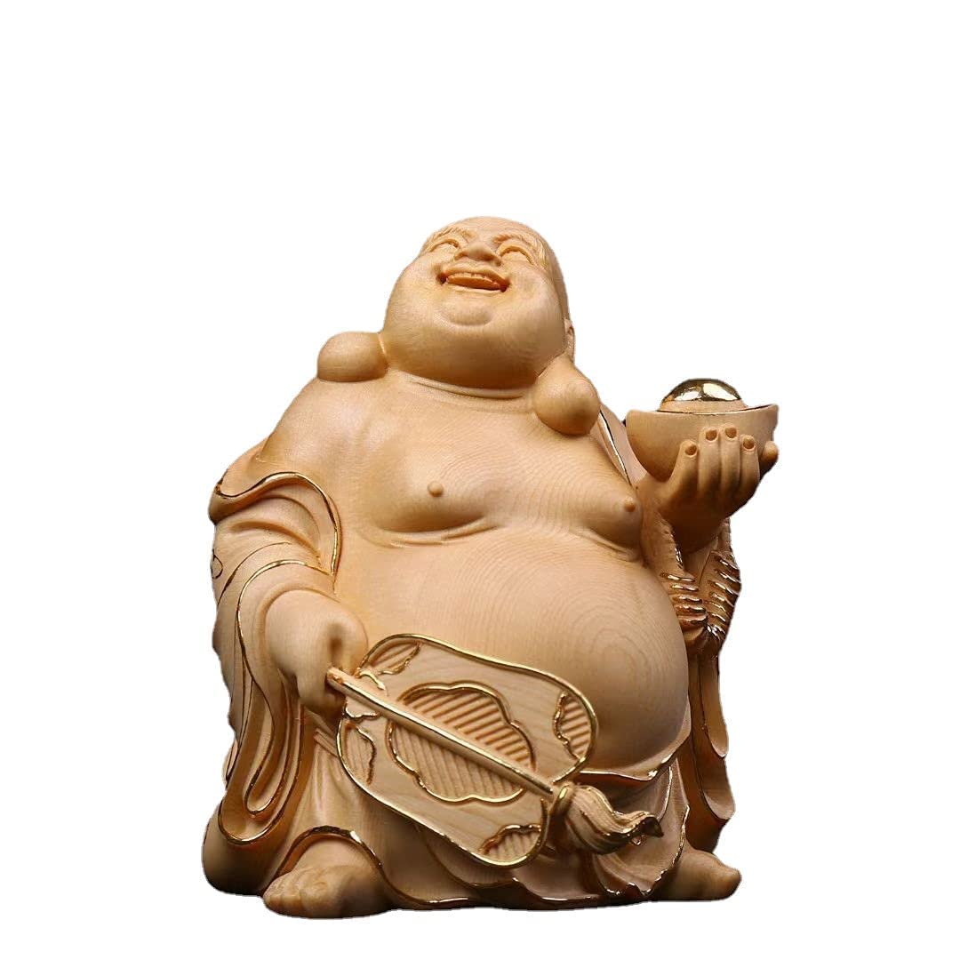 Amazon.co.jp: 仏像 木彫り 七福神 布袋 様 布袋さんの置物 高級天然 