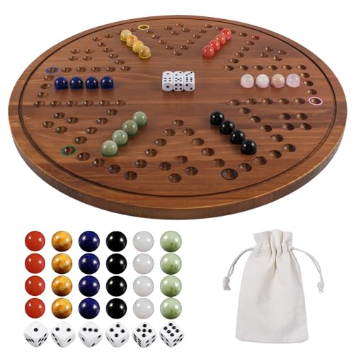 Juego de mesa grande circular de mármol con tablero doble miniatura 1