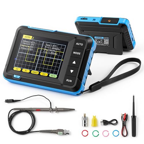 Oscilloscope DSO152 Handheld Digital Oscilloscope Kit Portable Automotive Oscilloscope with 200KHz Bandwidth 2.5MS/s High Sampling Rate Auto/Normal/Single Trigger Function PWM Output (Blue)