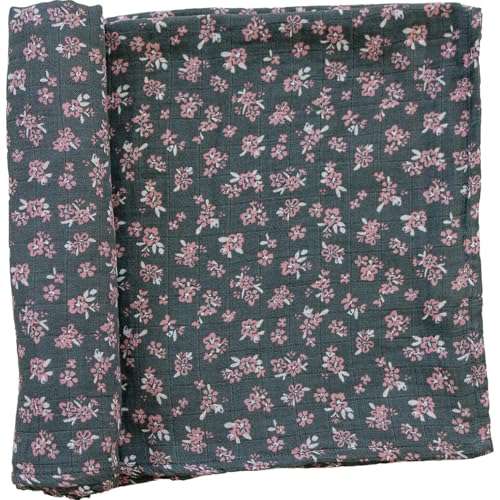 Image of Mebie Baby Olive Bloom Muslin Swaddle, Modern and Neutral Blanket for Baby Girl or Boy, 0-3 Month, Comfy Wrap
