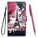 TOUCASA for Galaxy M32 4G / F22 Case, Creative Painted Wallet Case PU Leather Flip Magnetic Colourful Kickstand Card Slots Folio Protection Case for Samsung Galaxy M32 4G / F22 (Eiffel Tower)