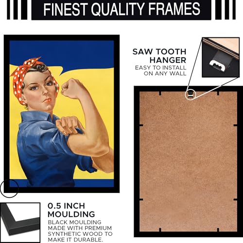 Image of BLINKART Rosie the Riveter Abstract Wall Art Painting Print Design Aesthetic Wall Decor Photo ArtWork Frame Decoration Hanging For Home Bedroom Living Room Office Wall Decor (13 * 10 inches) T0014