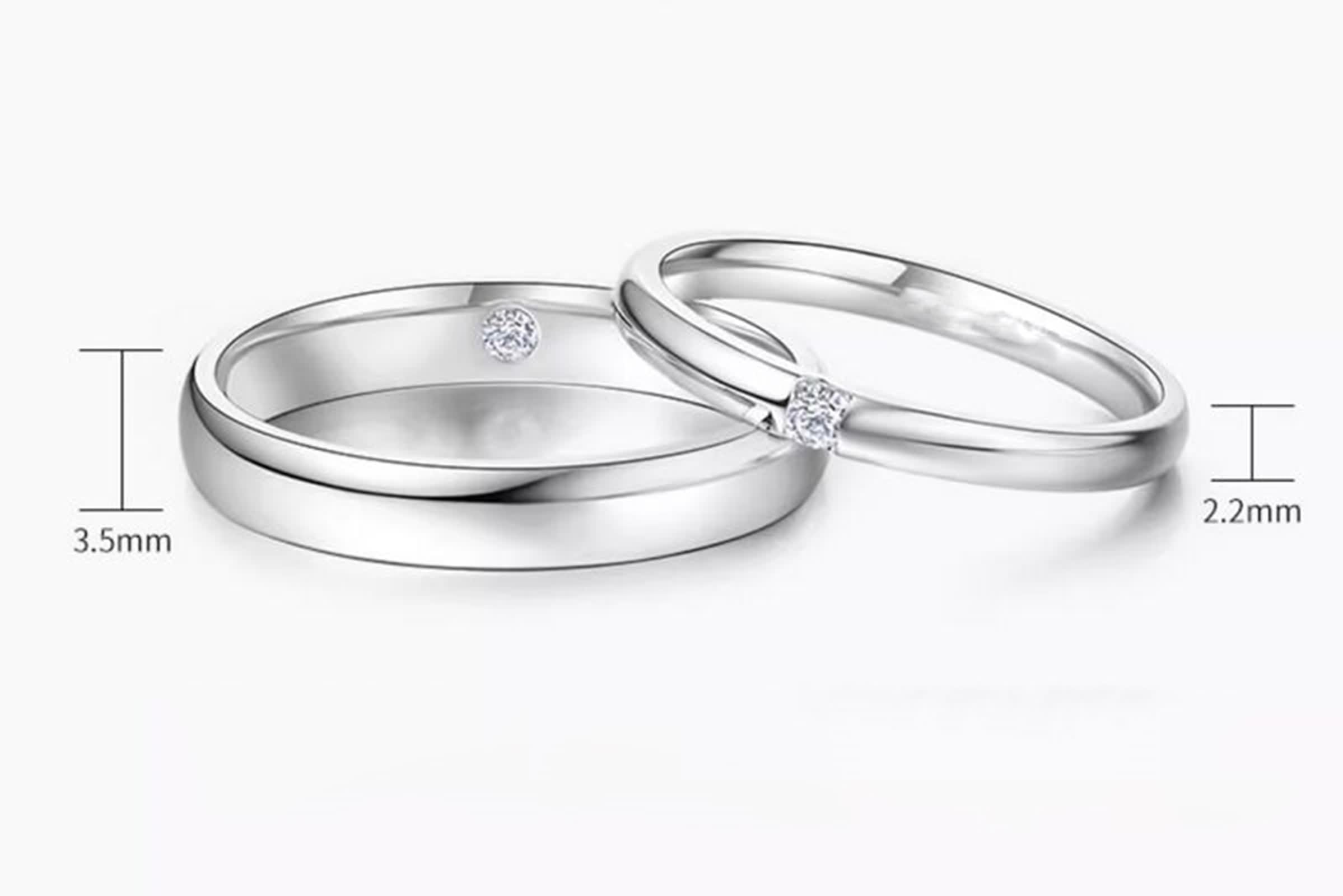 Anillo de compromiso de oro 375, anillo Promise para hombre con diamante blanco de 0,02 quilates, plata de ley de 9 quilates, oro blanco de 9 quilates, talla 52 (16,6)