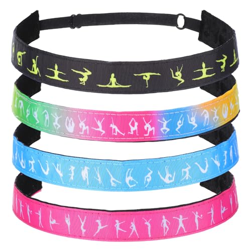 4 Pieces Gymnastics Headbands for Girls, Non Slip Elastic Yoga Sports Running Head Band Stretchy Athletic Headband Workout Fashion Hair Accessories for Girl Women