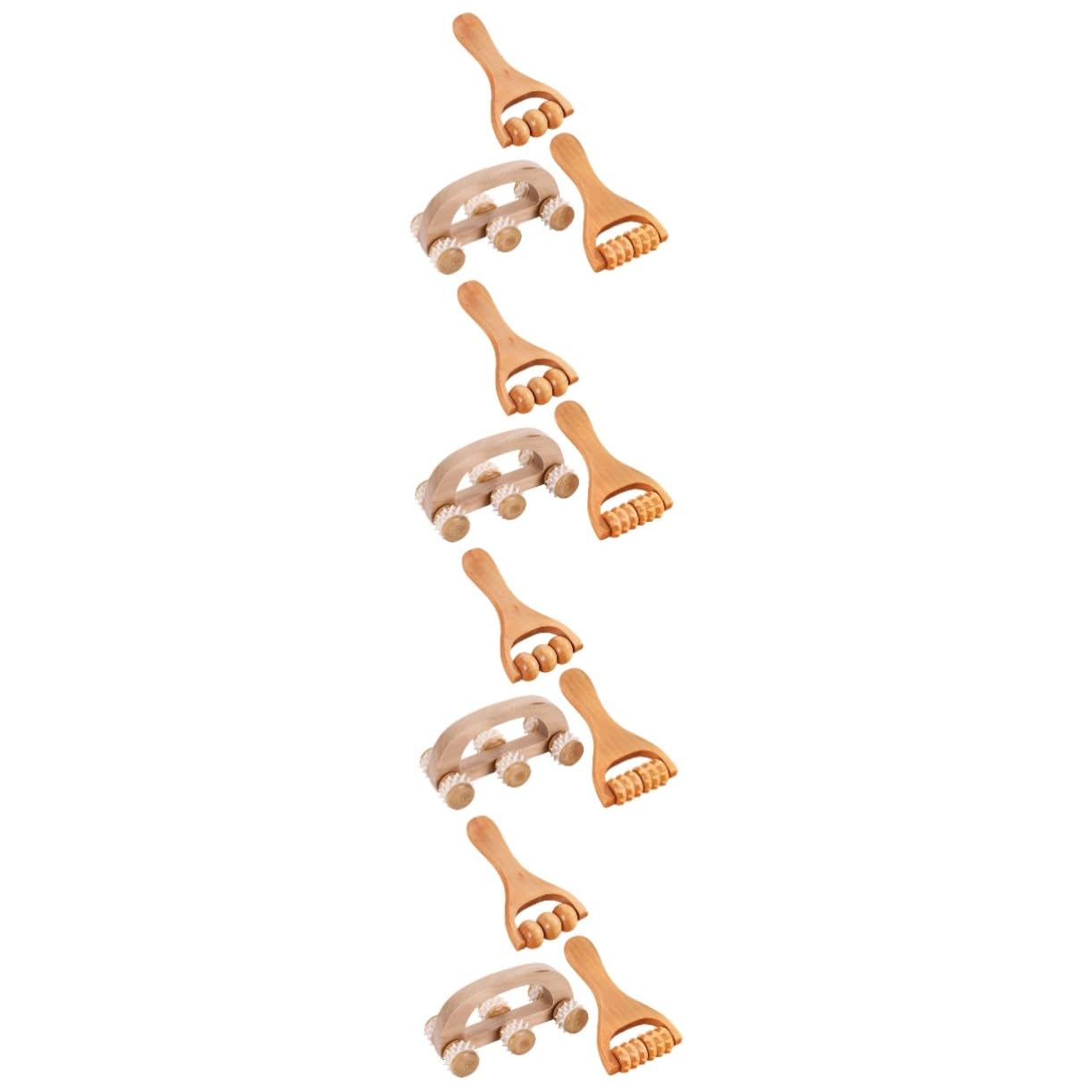 PACKOVE 4 Set Set Massaggiatore Bob Kit Massaggio A Manuale Muscolo A Mano Adulti Massaggiante Rulli Di Massaggio Portatile Indietro Corpo Di Legno 3 Pezzi * 4