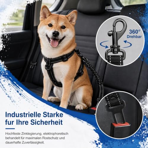 DATEFUN Hunde Anschnallgurt Auto Verstellbarer - 2 Stück Sicherheitsgurt Hunde mit Rückdämpfung und Aufbewahrungstasche für Alle… – Ansicht 4