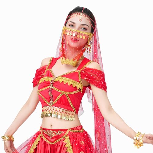 Wuchieal Women's Belly Dance Tribal Face Veil With Halloween Costume Accessory Cosplay Veil4