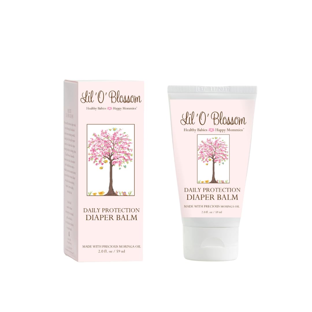 Lil 'O' Blossom Daily Protection Diaper Balm 2 Fl Oz - Protects, Prevents, & Calms Baby Diaper Rash, Redness, or Irritation