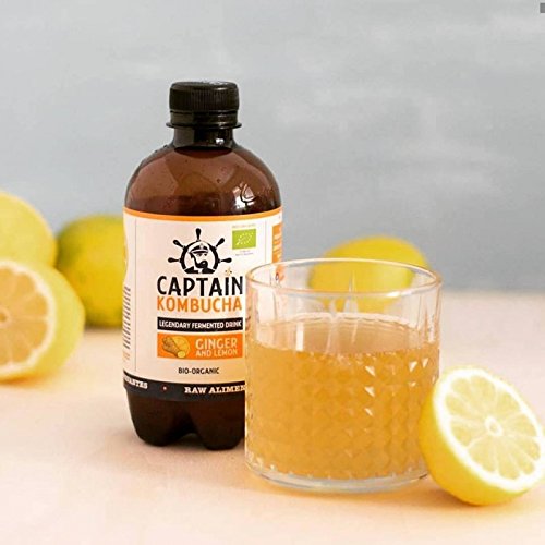 Captain Kombucha Ginger Lemon, Té de burbuja - 12 de 400 ml. (Total 4800 ml.)