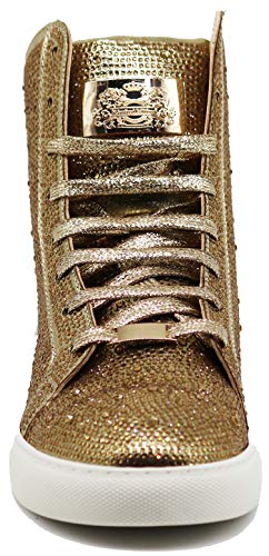 Image of Enzo Romeo Men's Fashion High Top Crystal Shimmer Rhinestone Blink Flat Sneakers Shoes