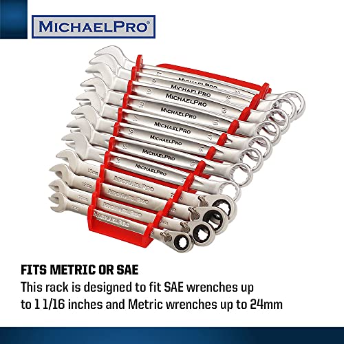 MichaelPro 12-Piece Wrench Holder with Non-Slip Slots, Red, Portable and Space-Saving, Small - Image 4