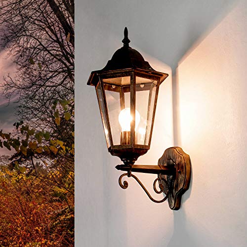 Licht-Erlebnisse Bristol CX321-24-66 - Lámpara de pared para exteriores (IP44), color negro y cobre