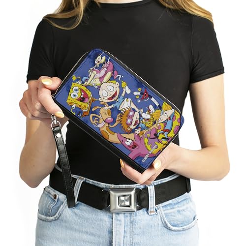 Buckle-Down Women's PU Zip Around Wallet Rectangle-Nick 90's Rewind, 7.5"x4.5"4