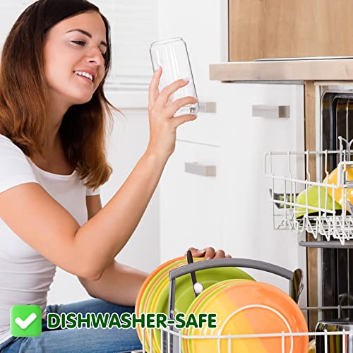 Moretoes 3 Pack 20Oz Beer Can Glass With Bamboo Lids And Glass Straw, Reusable Drinking Glasses Cups For Home Travel Office Coffee Tea Boba Juice Ice-Cream #TOP3