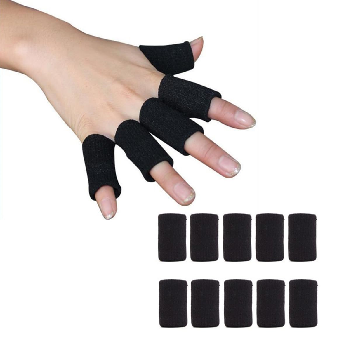 ERINGOGO 10Pieces Finger Sleeves for Sports Elastic Compression Braces for Relief Calluses and Breathable Thumb Guards for Basketball Baseball and Gym Activities