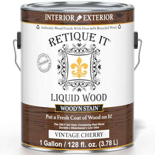 Retique It Wood'n Stain - Liquid Wood Gel Stain Interior/Exterior (128 oz (Gallon), 95 Vintage Cherry)