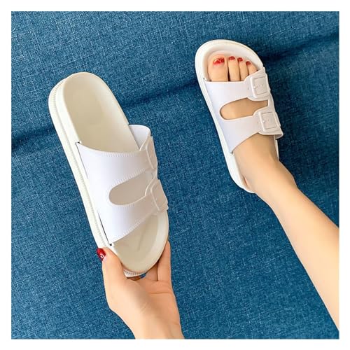 Sliders Women Cute Slippers Female Summer Sandals Outside Wear Indoor Home Soft Bottom Sandals Slippers Women(White,36-37)3