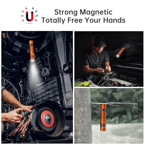 Image of Wurkkos FC11C LED Flashlights Rechargeable -Small Powerful EDC Flashlight 90CRI 1200 High Lumen, IP68 Waterproof,Magnetic Tailcap,155M Beam Distance for Garden Dog Walking Emergency(Orange 4000K)