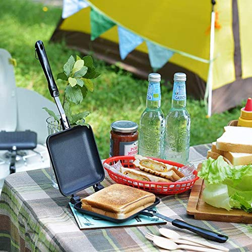 KKmoon Sanduicheira antiaderente dupla face de alumínio, frigideira torrada para café da manhã