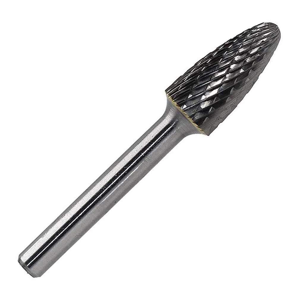 SF-5 Tungsten Carbide Burr Tree Shape Radius End Double Cut Rotary Burr File(1/2” Cutter Dia X 1”Cutter Length) with 1/4'' Shank 45mm Length,1pcs-image-37
