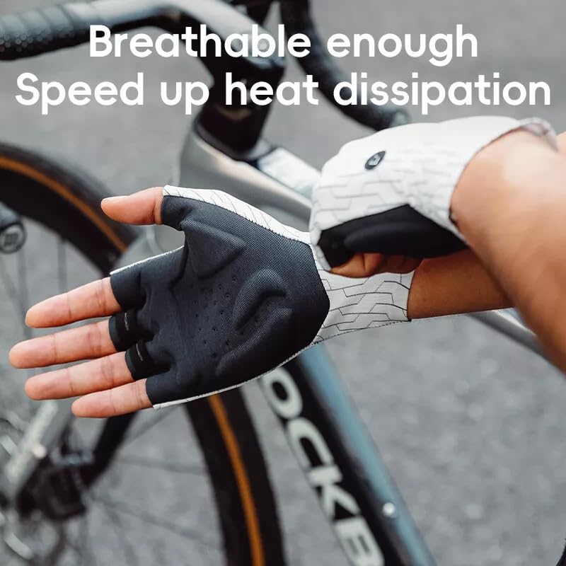 ROCKBROS Fietshandschoenen voor de zomer, vingerloos, MTB-handschoenen, antislip en ademend, sporthandschoenen voor racefiets, gym, fitness, joggen