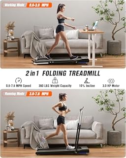 WELLFIT Walking Pad Treadmill with 10% Incline, Under Desk Treadmill for Home/Office, 2 in 1 Folding Treadmills with APP/Remote Control and LED Display, 0.6-7.6 MPH 360 lbs Capacity