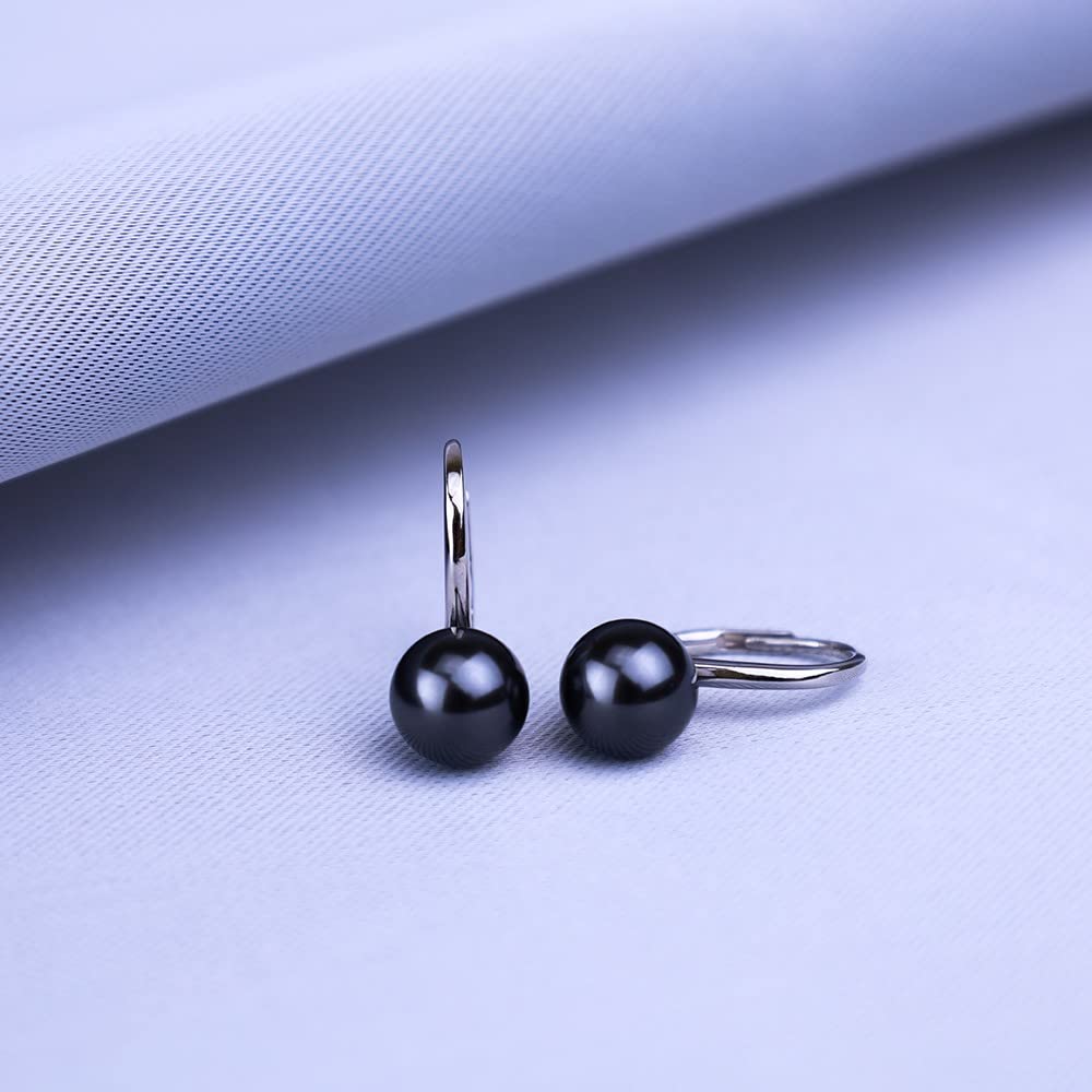 SILVEGO Damen Ohrringe aus 925 Sterling Silber mit weißer, schwarzer oder rosa Perle Swarovski Crystals