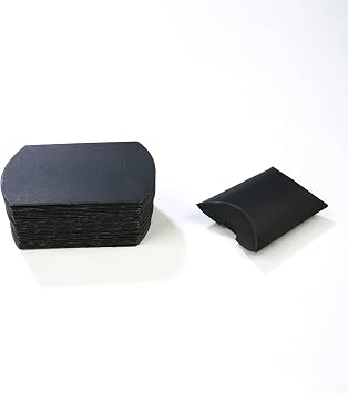 Meetppy 50pcs Mini Black Kraft Paper Pillow Candy Boxes 3.5x2.6 Inch,Wedding Favor Box, Baby Shower Favor Box for Wedding Bithday Party Baby Shower Favors