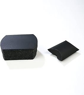 Meetppy 50pcs Mini Black Kraft Paper Pillow Candy Boxes 3.5x2.6 Inch,Wedding Favor Gift Box, Baby Shower Favor Box for Wedding Bithday Party Baby Shower Favors