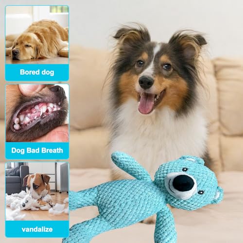 TECHEEL Hundespielzeug Quietschend Bären Hundespielzeug Unkaputtbar Anti Stress Plüsch Welpenspielzeug Hund Plüschtier Quietschspielzeug Hund Interaktives Kauspielzeug für Große Kleine und Mittel