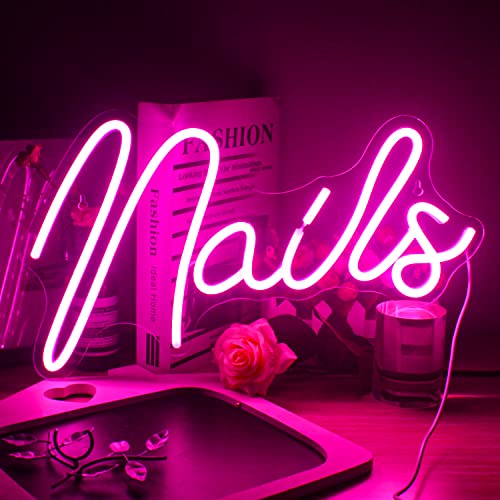 Image of Nail Neon Sign Pink Neon Light for Nail Salon Beauty Room Decor | Pink Aesthetic Decor, Manicure Studio, Vanity Spaces, Gift for Nail Artists, Beauty Lovers, Girls and Salon Owners