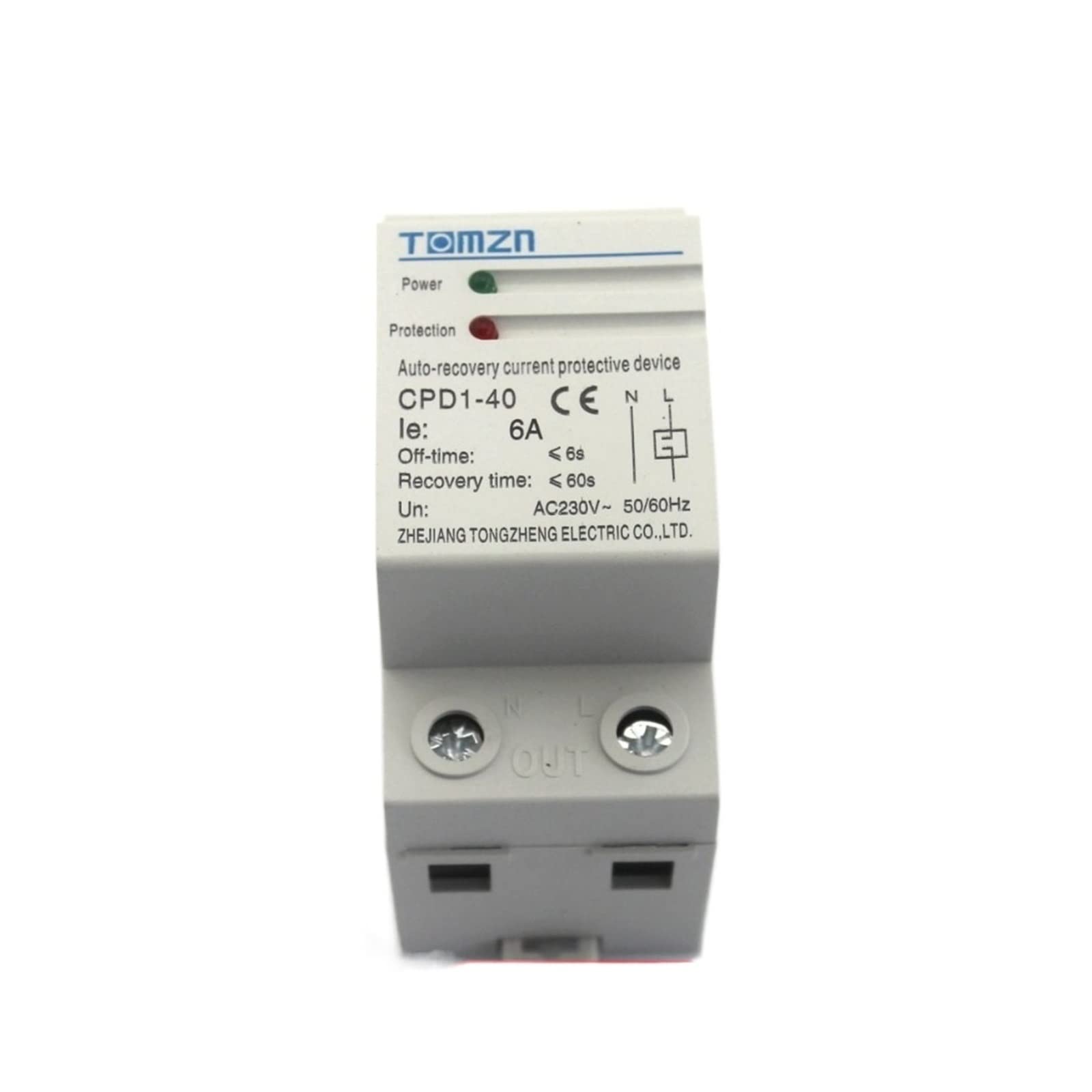Reconnexion automatique après surcharge 230V protection rail DIN 6A