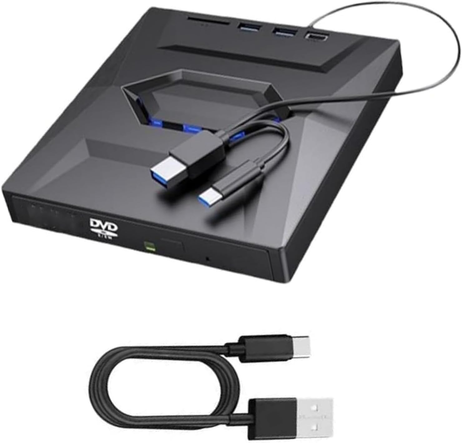 Retro Laptop CD DVD Player USB C 3.0 Portable CD Burner, Portable CD DVD Burner Writer for Laptop, Desktop, Slim Optical Drive with 2 USB Ports, Plug & Play, External U Disk Can Be Connected