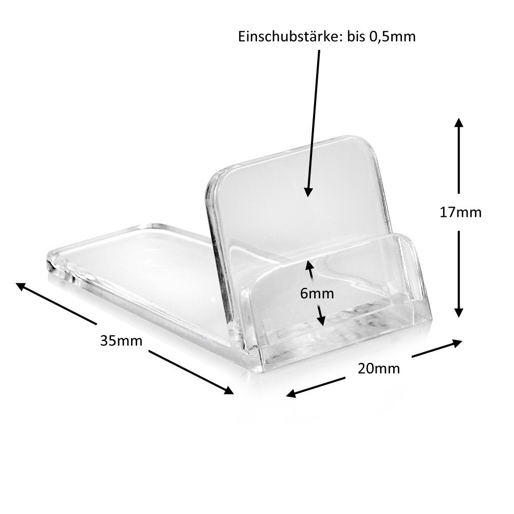 Unbekannt 100 Stück kleine Preisschildhalter mit Schlitzen 20 mm breit, Ständer