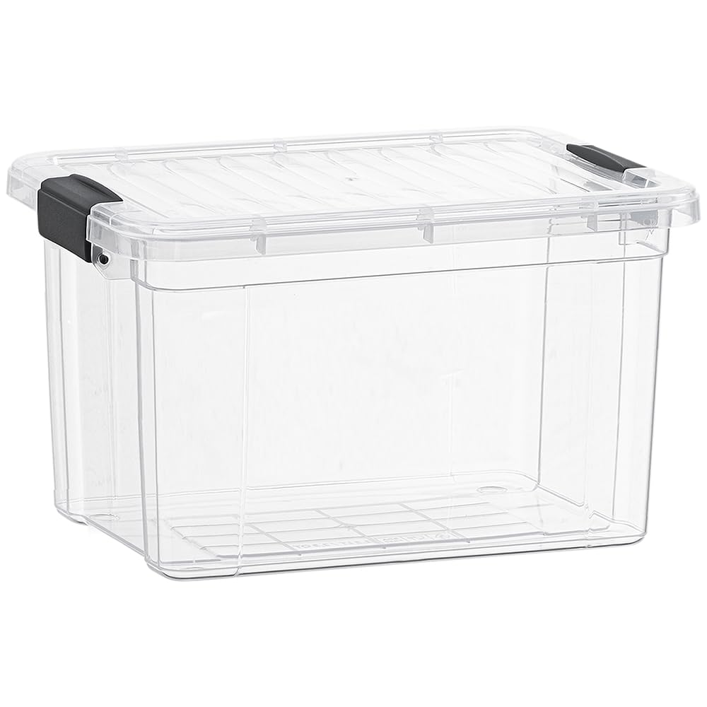 Superio Clear Storage Boxes with Lids, 49 Quart Plastic Container Bins for Organizing, Stackable Crates, BPA Free, Non Toxic, Odor Free, Organizers for Home, Office and Dorm, 4 Pack