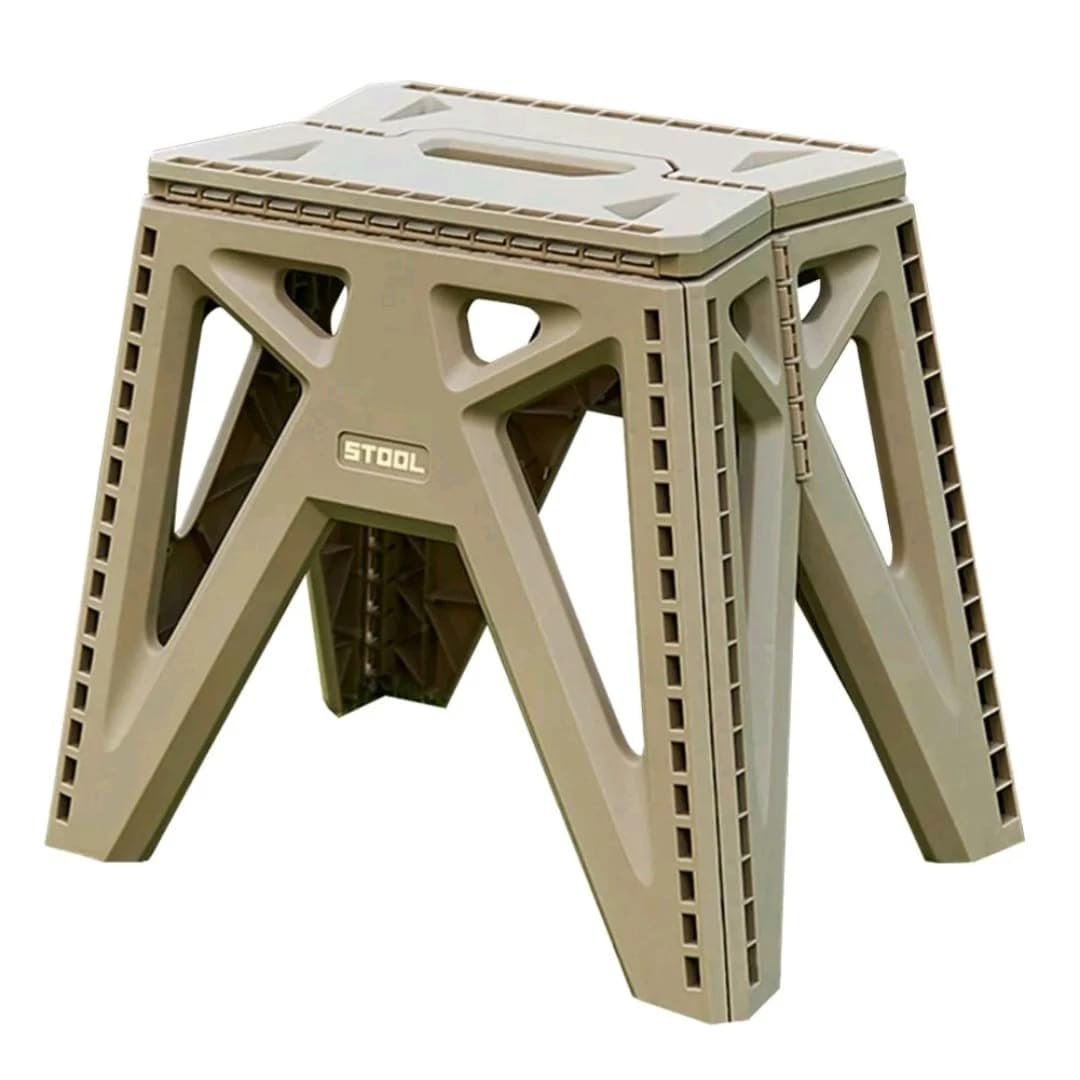 onestopbuys Foldable Stool Step Chair Lightweight Kitchen Outdoor Camping Heavy Duty 150kg (Beige)