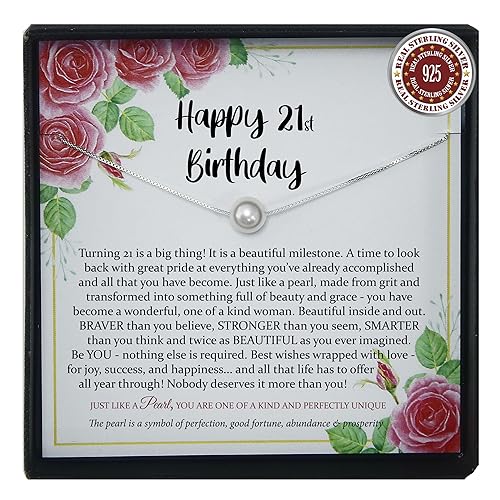 Be Wished 21st Birthday Gifts for Women with Meaningful Message and Jewelry (Silver White Pearl)