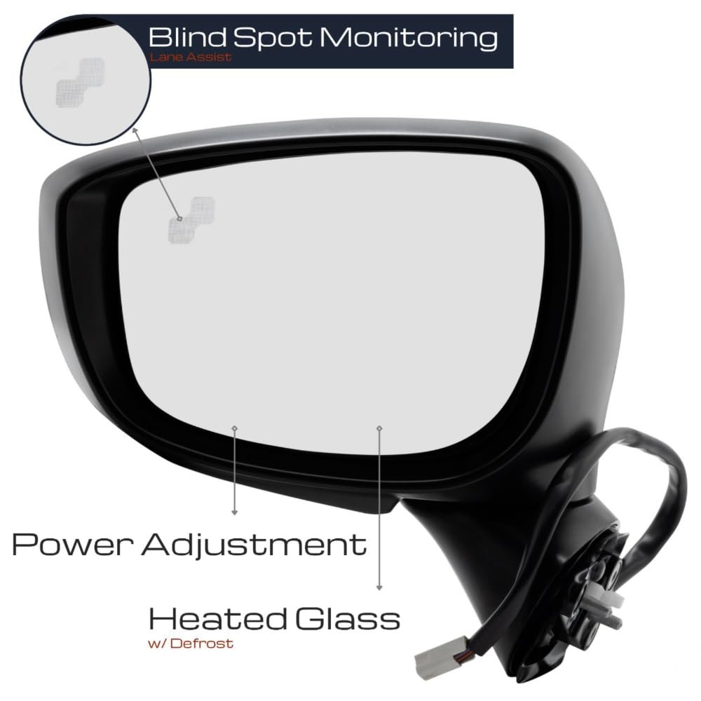 alxiang Side Mirror for Mazda for CX-5 GS/GT//S/Sport/i 15-16 Power Folding Signal Bsm 9Pin Driver Left (White)