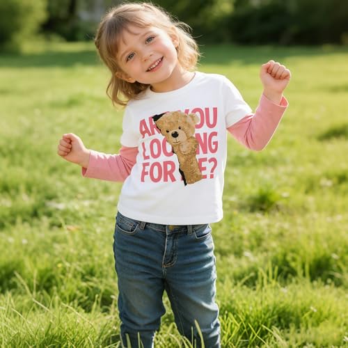 Image of 100% Cotton Girls T-Shirt 2-Pack Cute Tops Casual Soft Printed Toddlers Tees Layering 18Months-8Years