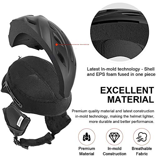 Multi Snow Sport Helmets, Ski Helmet Unisex Adult Lightweight Outdoor Snowboard Helmet with Fleece Lining and Carrying Bag Unisex (White, M)